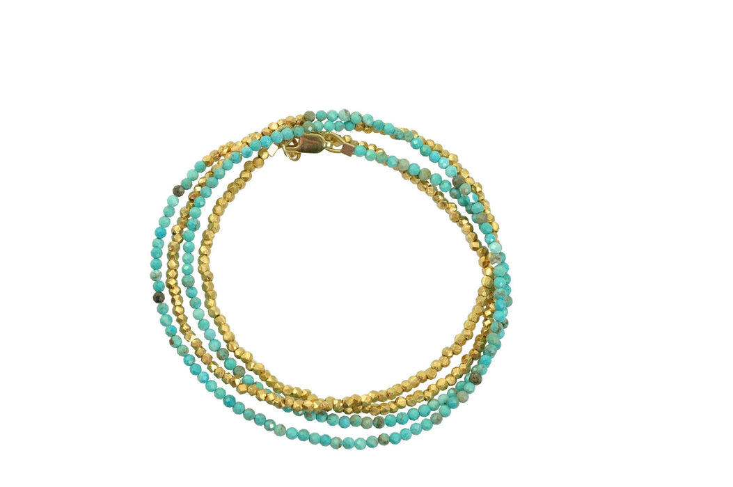turquoise w. beads quadruple wrap bracelet