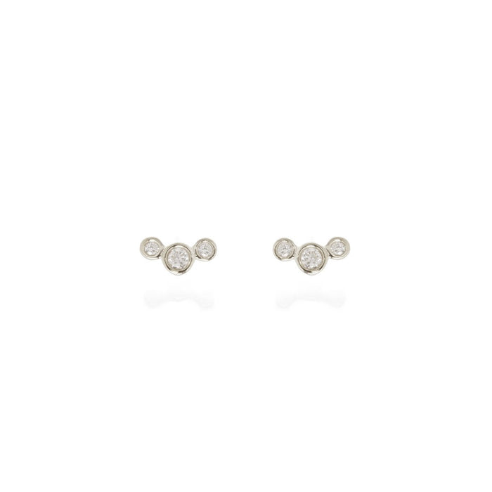 14kt White Gold Petite Curved Bezel Studs