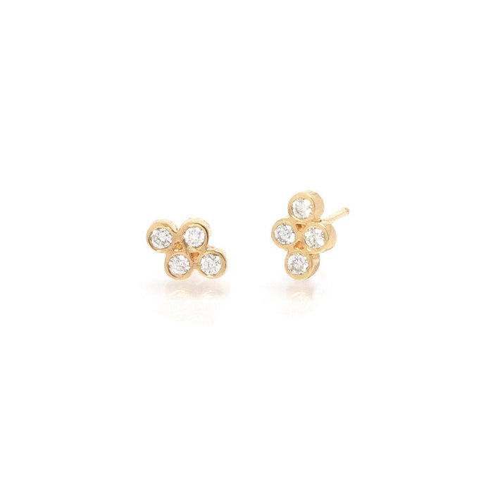 14kt Quad Diamond Bezel Studs