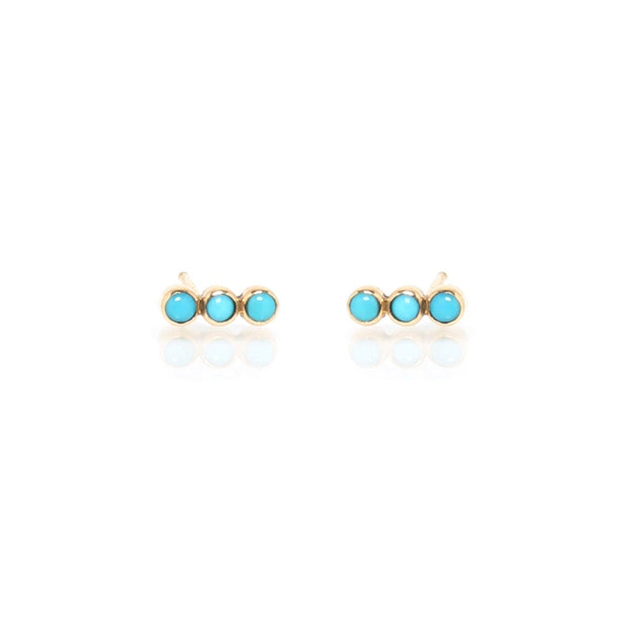 14kt Tiny Turquoise Bezel Bar Earrings