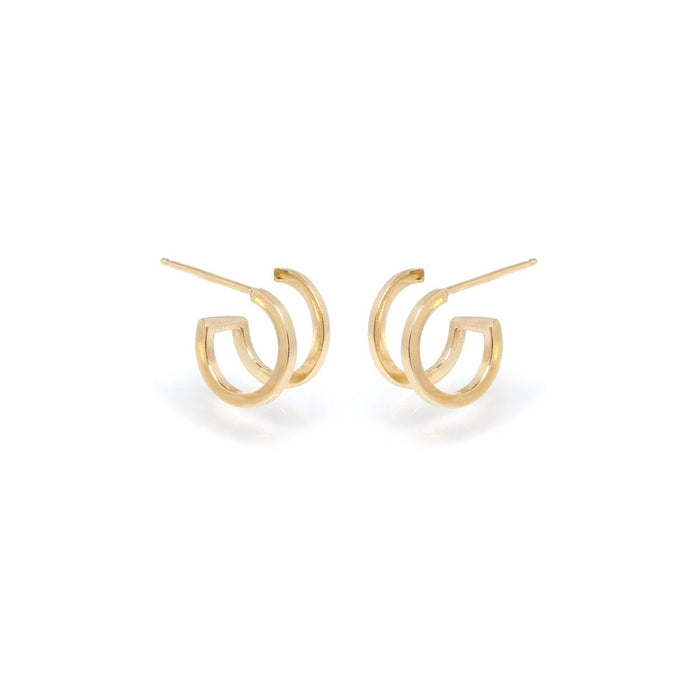 14kt Double Huggie Hoops