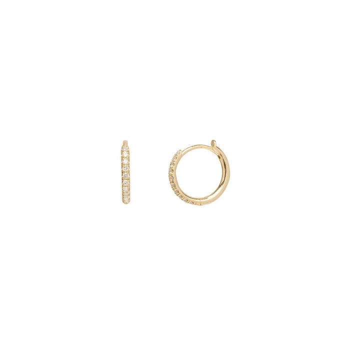 14kt Pave Diamond Huggie Hoop Earrings