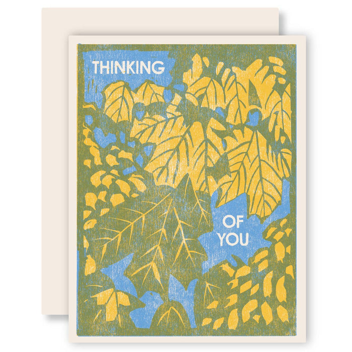 Thinking of You Leaves Letterpress Card