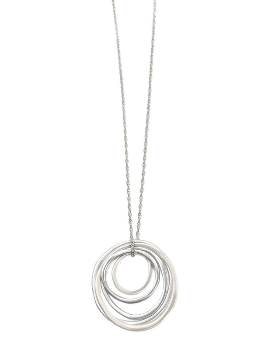 Six Sterling Circles Long Necklace