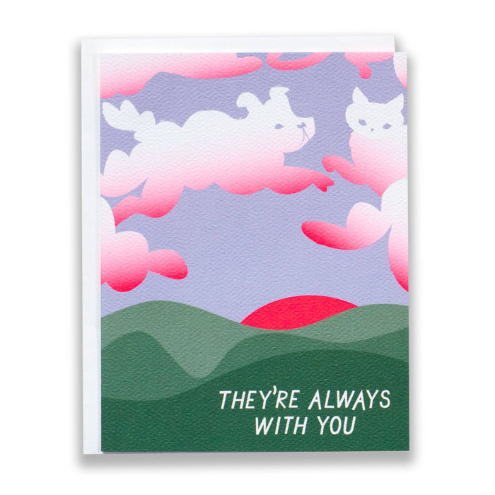 Pet Condolence Note Card with Clouds