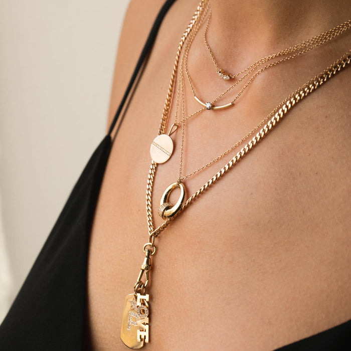 14kt Small Curb Chain Necklace with Fob Clasp, 18 inch