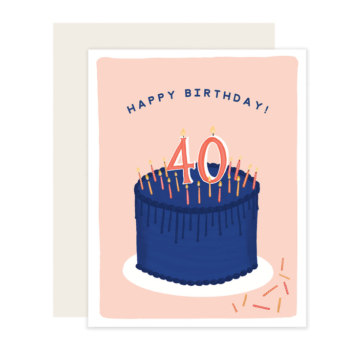 40th Birthday Cake Card