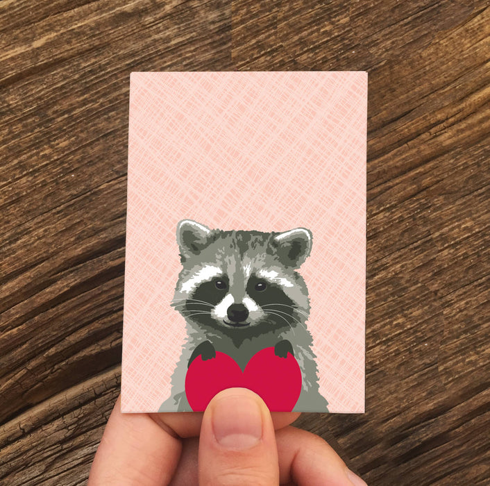 Raccoon Heart Folded Valentine Enclosure - Box of 8