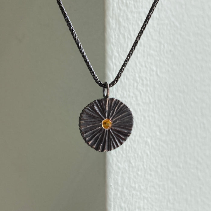 Circle Dig Pendant with Yellow Sapphire