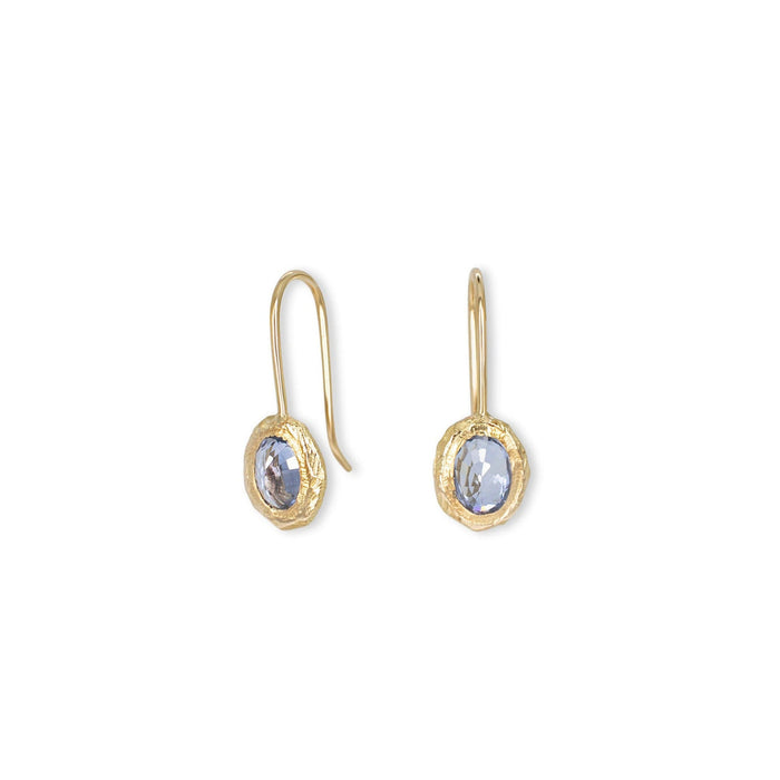 18kt Fixed Hook Light Blue Sapphire Earrings