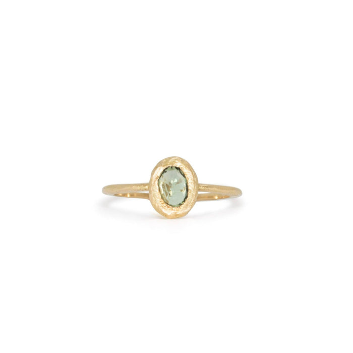 18kt Oval Green Sapphire Ring