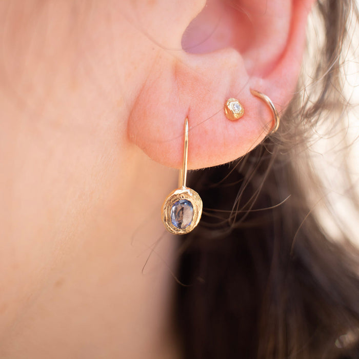 18kt Fixed Hook Light Blue Sapphire Earrings