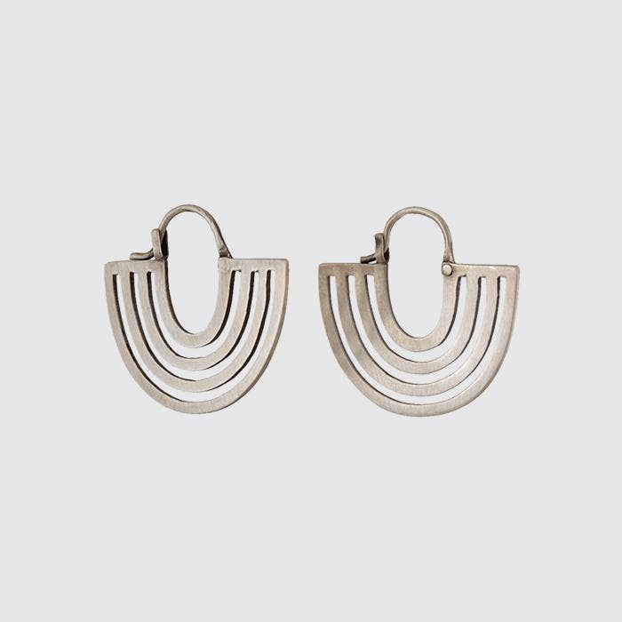 Hand cut "Mayan" Hoop Earrings