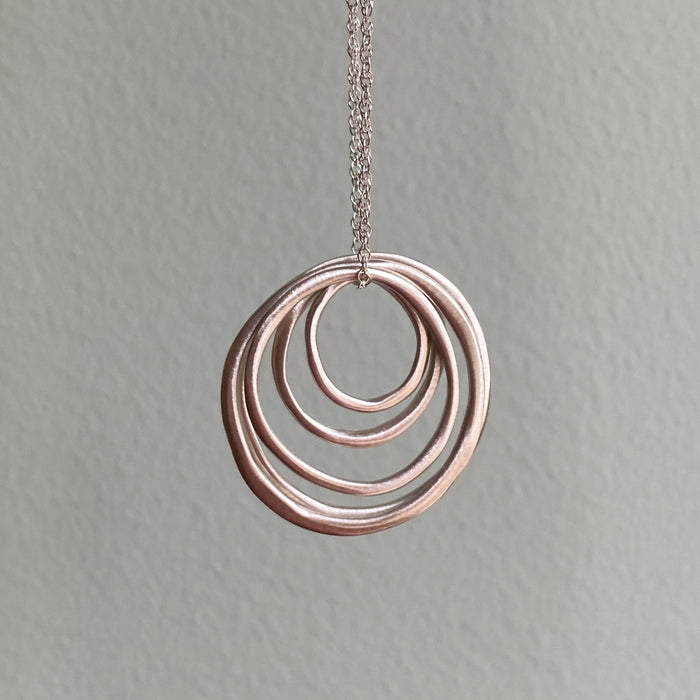 Six Sterling Circles Long Necklace