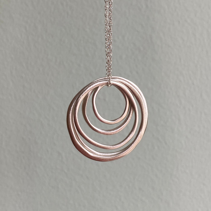 Six Sterling Circles Long Necklace