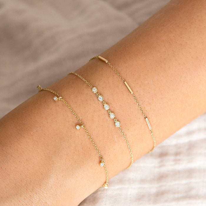 14kt Horizontal Bar Station Bracelet