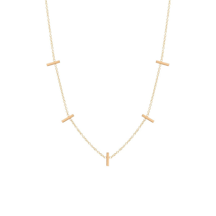 14kt Five Vertical Tiny Bars Necklace