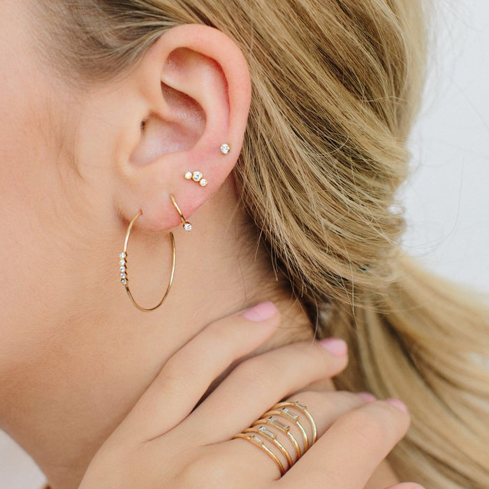 14kt Gold Petite Curved Bezel Studs