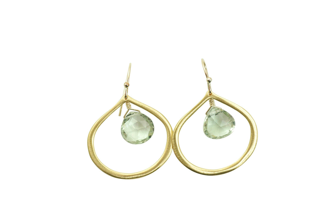 open drop w. green amethyst earrings