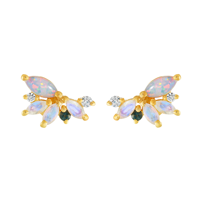 Opal & Diamond Butterfly Studs