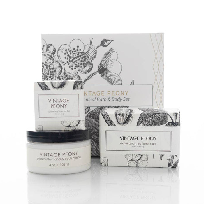 Vintage Peony Botanical Bath Set
