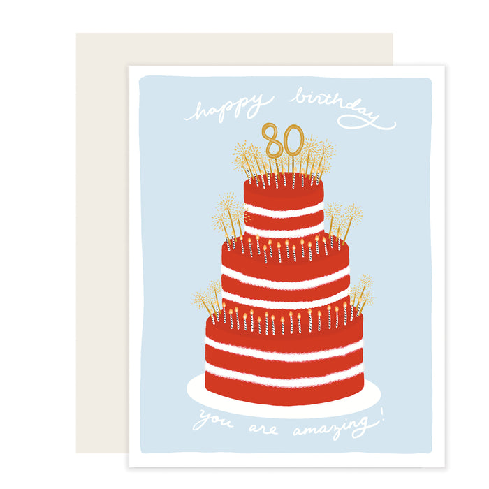 80th Birthday Cake Card