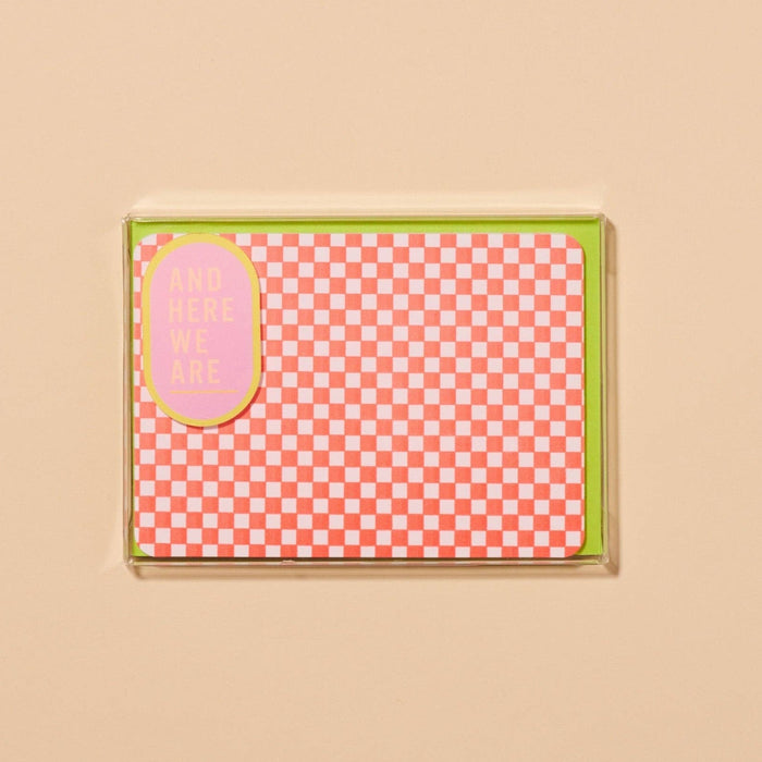 Neon Check Notecard Set of 8