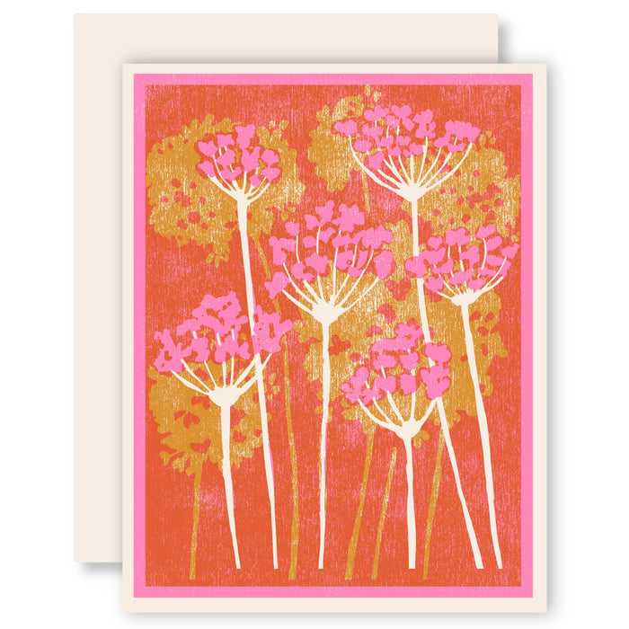 Pink and Gold Floral Letterpress Card- Boxed Set of Six