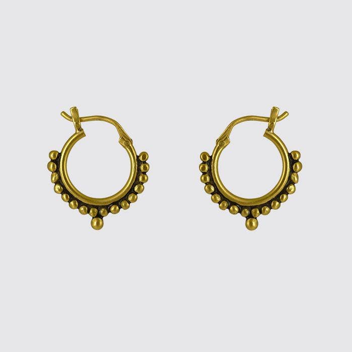 Small Granulated Hoop Earrings: Gold Plate