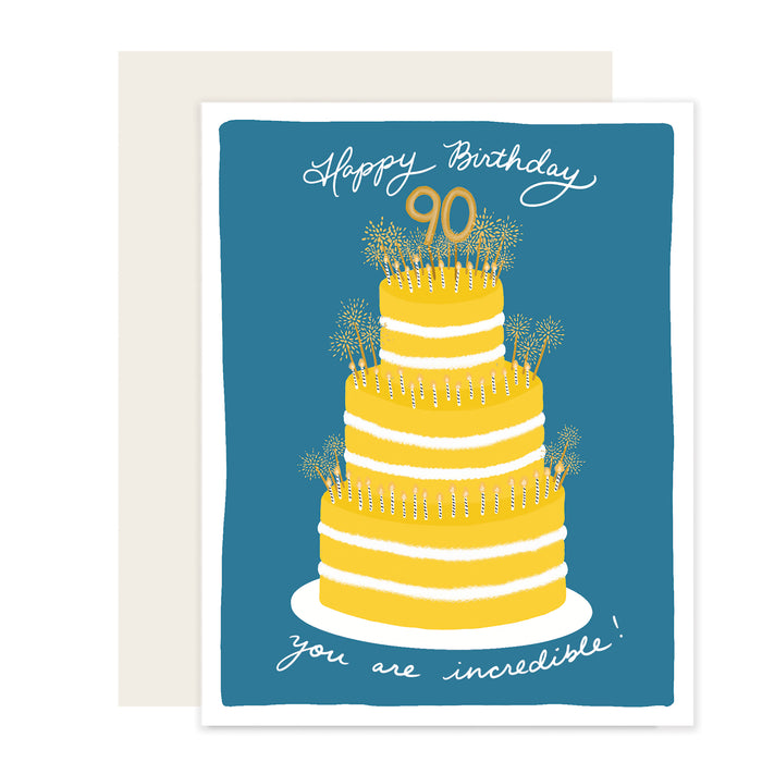 90th Birthday Cake Card