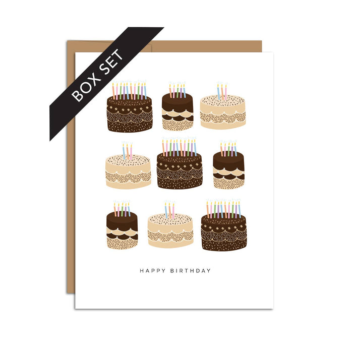 Birthday Cakes, set of 8