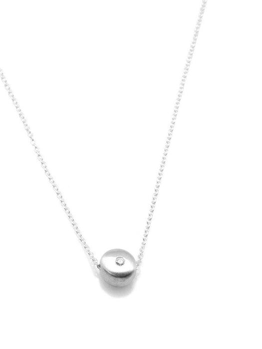 Tiny Silver Circle Diamond Necklace