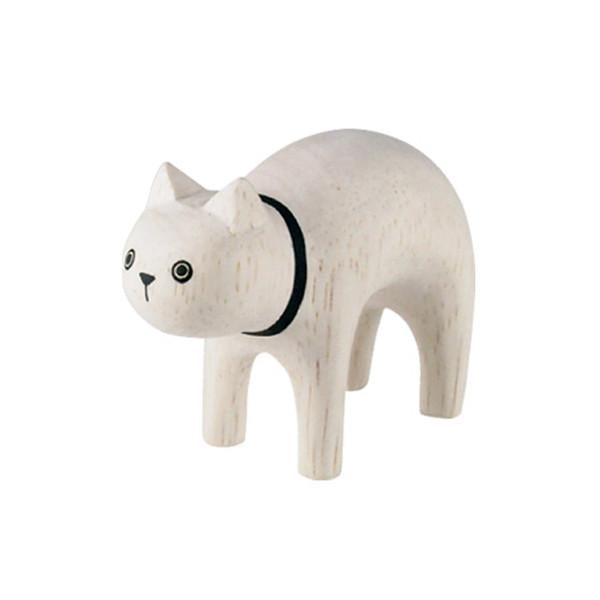 Wee Wooden White Cat