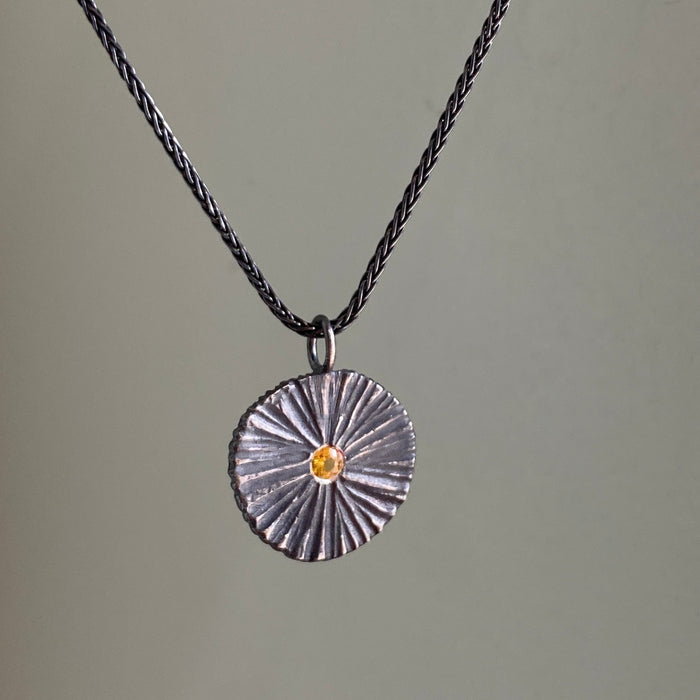 Circle Dig Pendant with Yellow Sapphire