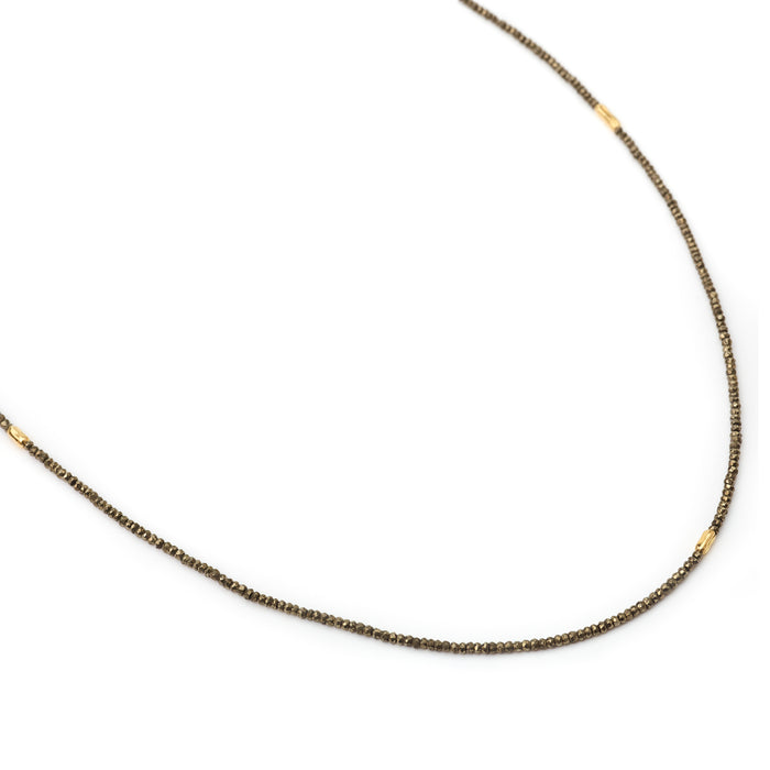 Pyrite Wrap Bracelet with Three Gold Accents