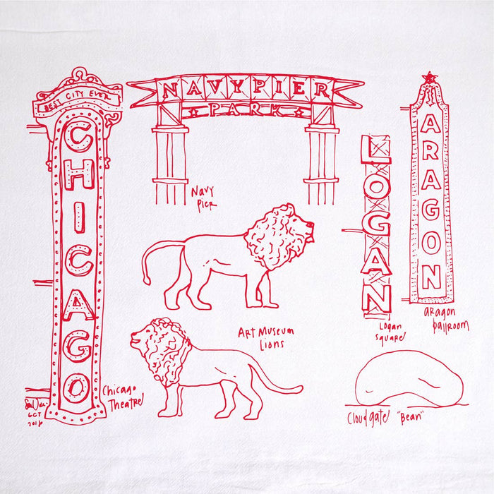 Chicago Landmarks Tea Towel