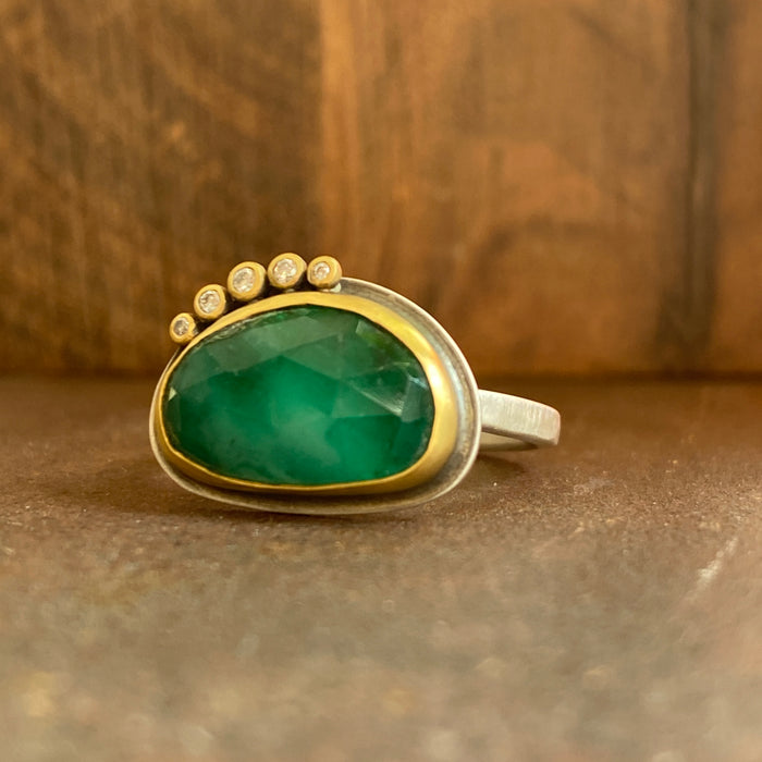 Rosecut Emerald with Diamond Swell