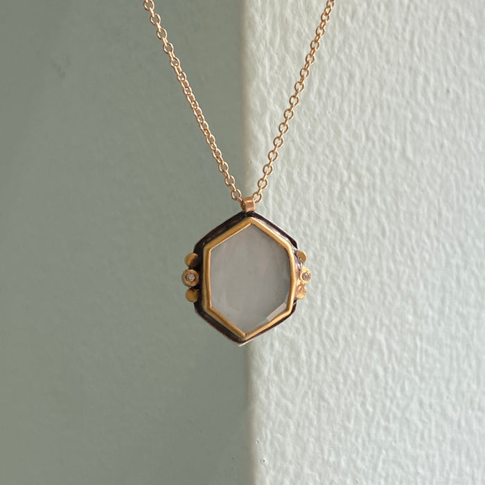 Aquamarine Necklace with Diamond Dots