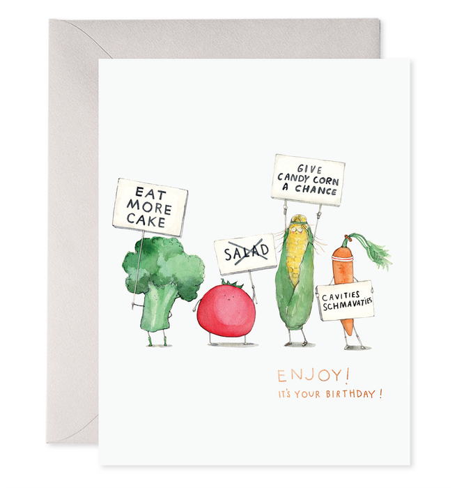 Protesting Veggies Birthday Card