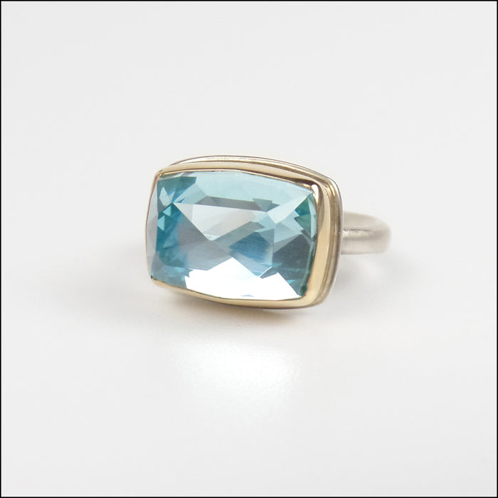 Rectangular Sky Blue Topaz Ring