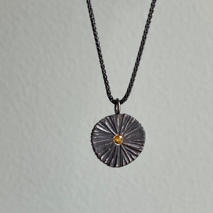 Circle Dig Pendant with Yellow Sapphire
