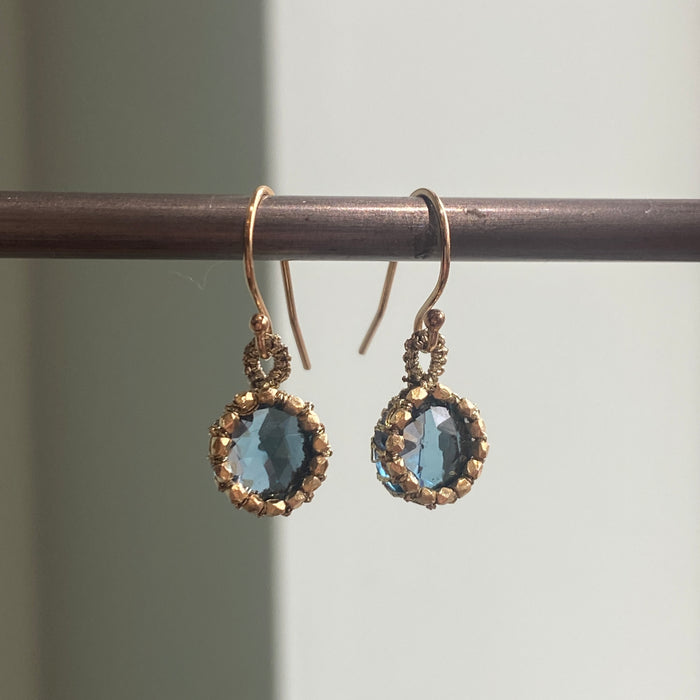 Caged Swiss Blue Topaz Earrings