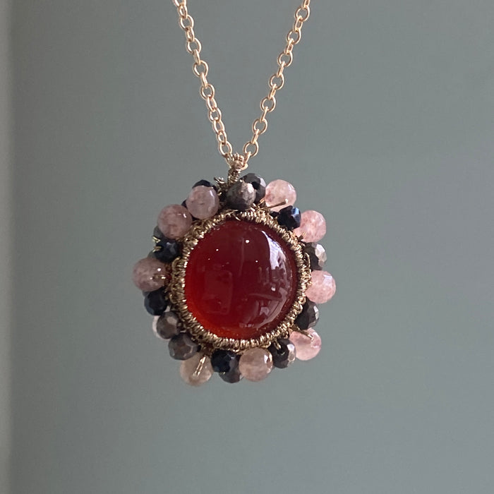 Caged Carnelian with Mixed Pyrite Halo