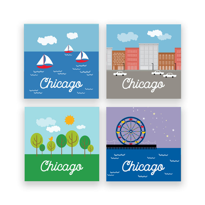 Chicago Coasters, set of 4