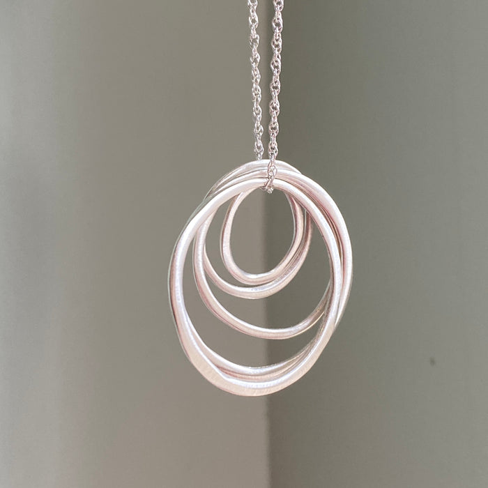 Six Sterling Circles Long Necklace