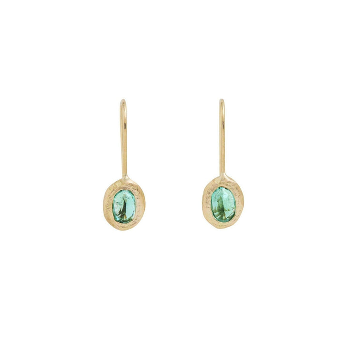 18kt Fixed Hook Emerald Earrings