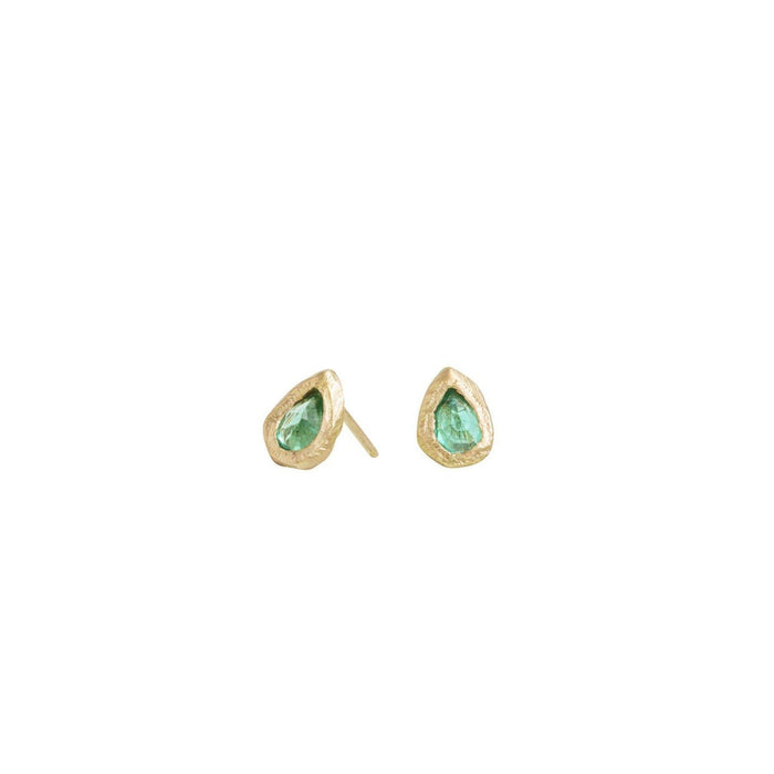 18kt Teardrop Emerald Studs