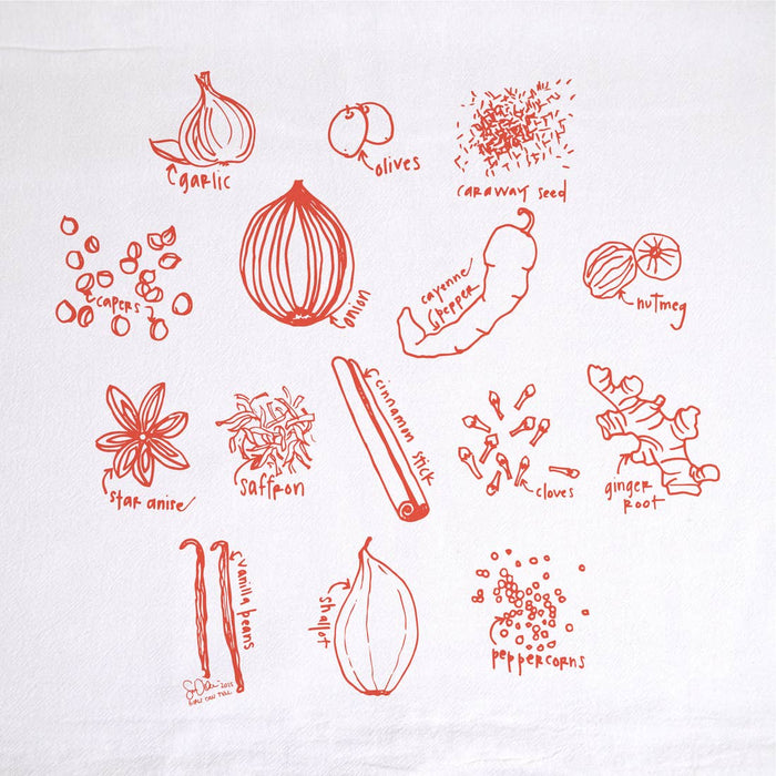 Not Green Herbs Tea Towel