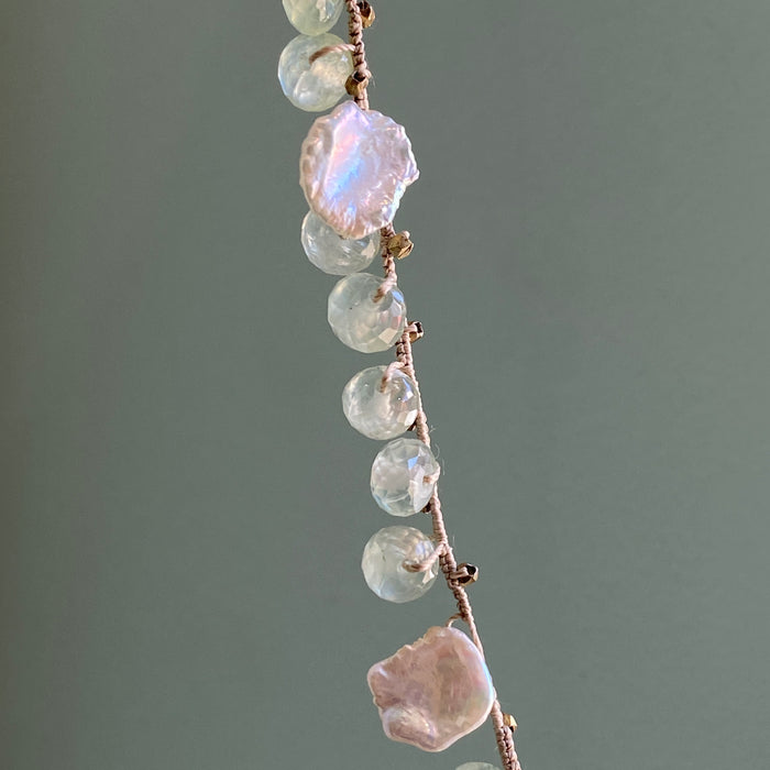 Prehnite Blossom Necklace with Heishi Pearl