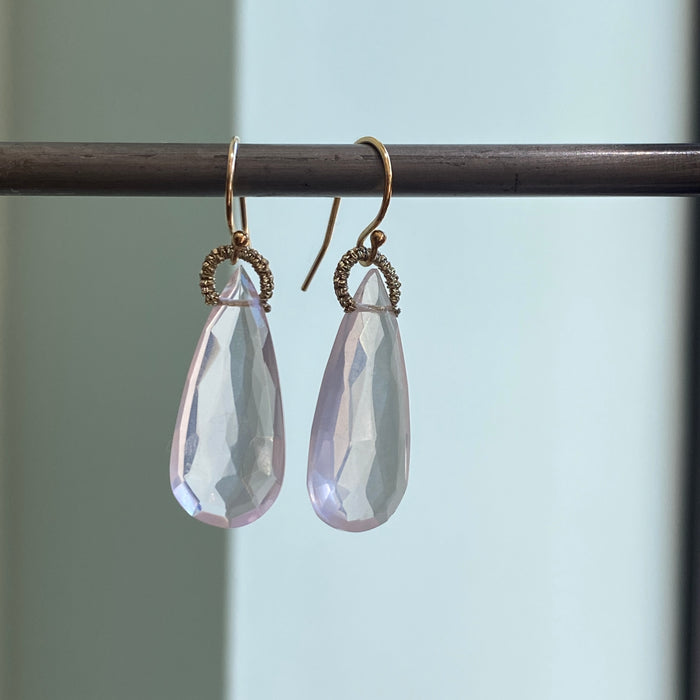 Long Rose Quartz Drop Earrings